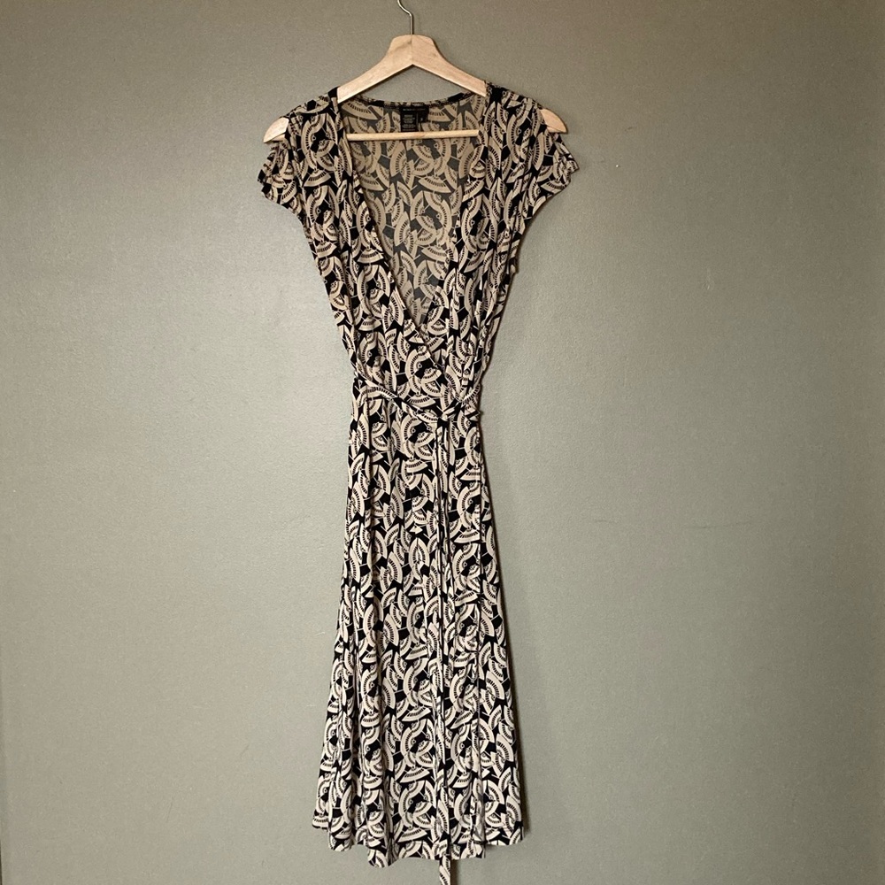 BCBG Fan Pattern Wrap Dress